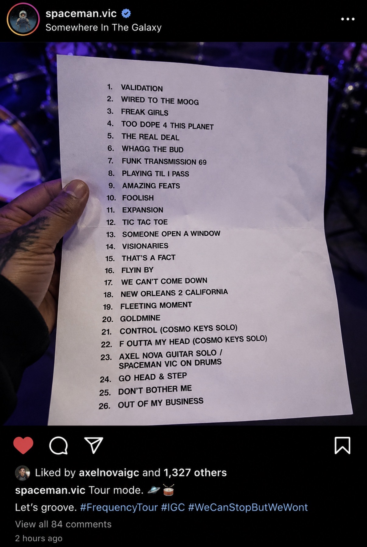 Leaked IGC set list itinerary